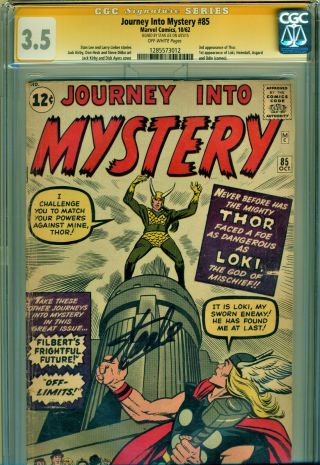 Journey Into Mystery 85 Cgc 3.  5 Ss Signed By Stan Lee 1st Appearance Of Loki