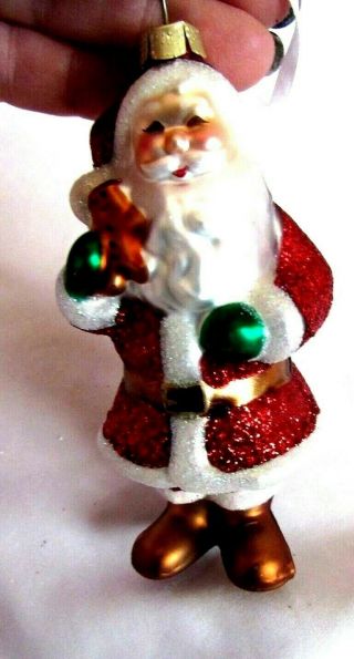 Vintage Hallmark Blown Glass Santa Claus Christmas Ornament - L - 4.  5 "