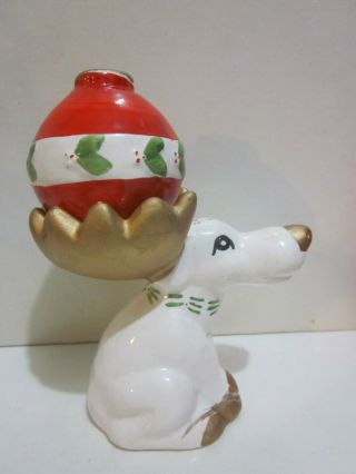 Vintage Christmas Holiday Reindeer and Tree Ball Salt and Pepper,  Ceramic 1995 2
