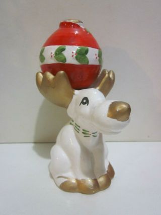 Vintage Christmas Holiday Reindeer and Tree Ball Salt and Pepper,  Ceramic 1995 3