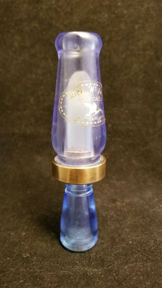 Vintage RNT Rich - n - tone Duck Call Stickered Flying Duck Early ‘80s Blue Acrylic 2