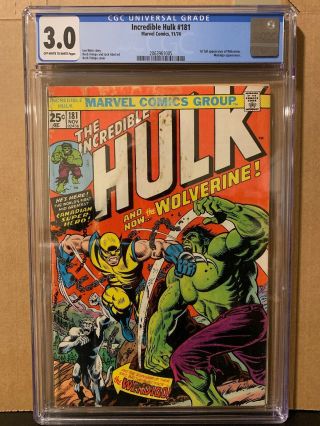 Incredible Hulk 181 Cgc 3.  0 Off White To White Pages 1st Wolverine