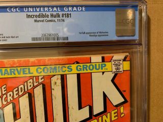Incredible Hulk 181 CGC 3.  0 Off White to White Pages 1st Wolverine 3