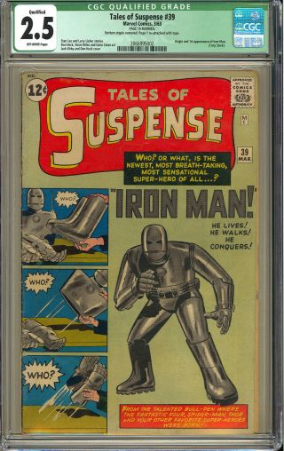 Tales Of Suspense 39 Origin & 1st App.  Iron Man Marvel Comic 1963 Cgc 2.  5