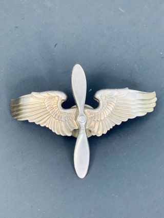 Large Vintage Wwii Sterling Aviator Wings And Propeller Pin