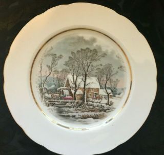 Vtg Avon Winter Collector Plate Exclusive Rep.  Award Currier & Ives Type Scene
