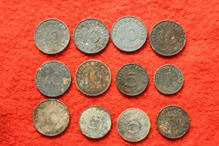 Ww2 Wwii Ww2 German Relic - Set Of 12 Third Reich Coins Wehrmacht