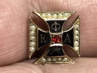 Vintage Old Kappa Phi Alpha Sorority Fraternal? 10k Gold Filled Pearls Pin