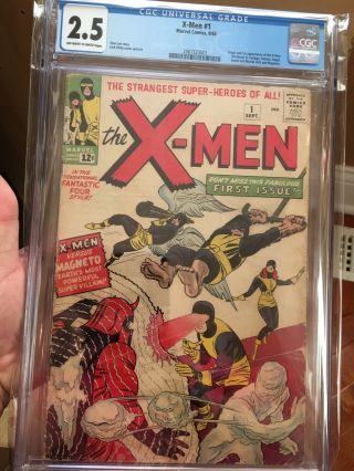 X - Men 1 Cgc 2.  5 Ow To White Pages 1963 1st X - Men And Magneto Silver Age Marvel