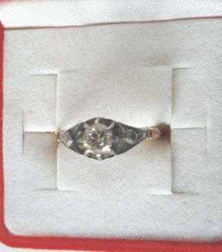 Vintage 18 Ct Gold / Platinum And Solitaire Diamond (0.  50 Ct) Set Ring.