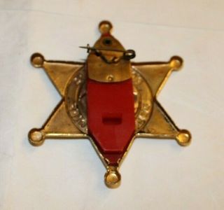 Vintage 1951 Roy Rogers Deputy Sheriff Star Tin Badge Pin Whistle - Post Cereal 2