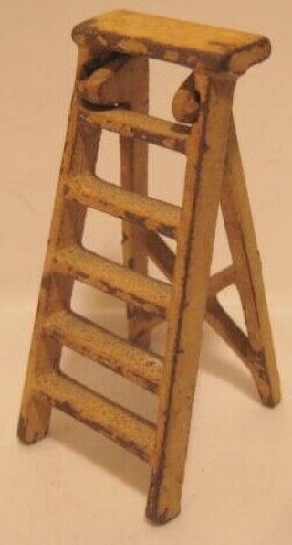Old 1920s Miniature Cast Iron Folding Ladder For Dollhouse - Vintage Furniture
