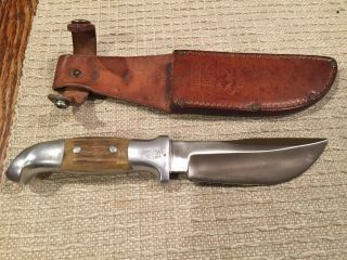 Ruana Knife - Custom Vintage Hunting Knife,  5 Inch Blade Spring Steel,  Elk Horn