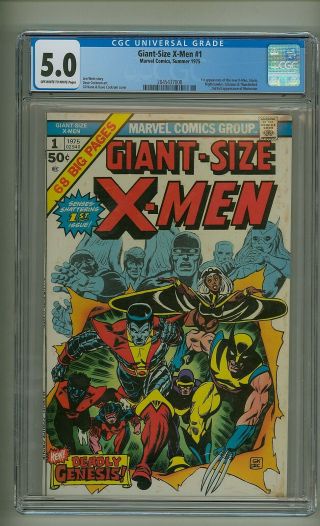Giant - Size X - Men 1 (cgc 5.  0) Ow/w P; 1st X - Men; 2nd Full Wolverine (c 24506