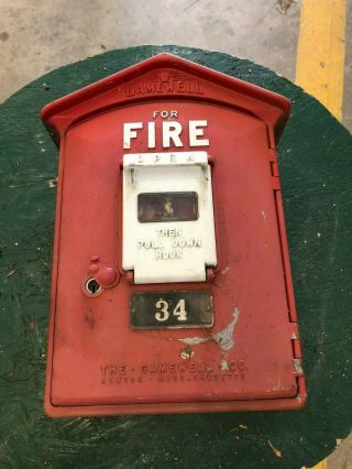 Vintage Gamewell Fire Alarm Call Box Fire Department Bellows Falls Vt Box 34
