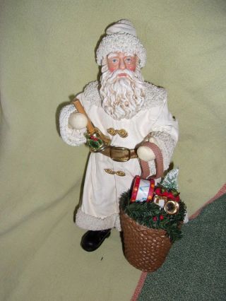 10 " Santa Claus Doll Figure Christmas Decoration Decor White St Nick Chic Shabby
