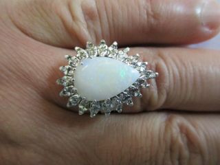 Vintage 14k Gold Diamond & Opal Ring Diamond=1.  00 F - Si1 Tcw=5.  00 Carats Size 9