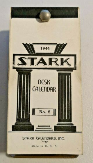 Vintage Stark 1944 Desk Calendar No.  8 From Jan To Sept.  - - 631