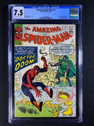 Spider - Man 5 Cgc 7.  5 (1963) - 1st Doctor Doom App Outside Of Ff