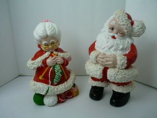 Mr And Mrs Santa Claus Atlantic Mold Ceramic Figures Large 14” Vintage Christmas