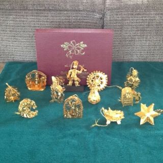 Danbury 24k Gold Plated Christmas Ornaments,  12