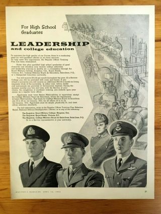 1955 Canada Canadian Ad Recruiting Leadership Rcaf Navy Army Education