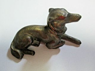 Vintage Brass Tone Metal Dog Made In Japan Figurine 3.  5 " Long 2 " Tall