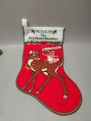 Rudolph The Red Nosed Reindeer Christmas Stocking Felt 17 "