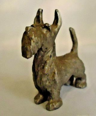 Vintage 1975 P.  Davis Solid Pewter Scottish Terrier Dog Figurine 2 1/4 " Long