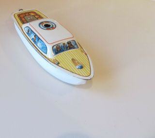 Vintage Wind Up Tin Toy Boat - Police Launch - Made In Western Germany - 1950 