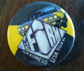 The Firm Mean Business Usa Tour Button Pinback Pin 80s Rock Cadillac