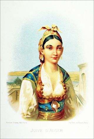 Pretty Jew Girl Of Algiers In The 19th Century - Colour Engraving 19th Century