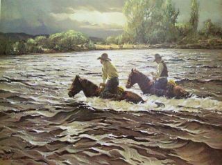 Robert Summers " High Water Crossing " A Western Art Print Limited Edition S/n