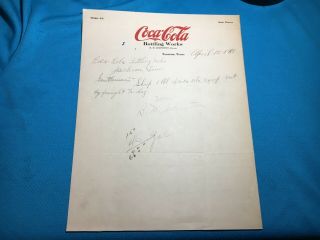7 1900 ' s Coca Cola Bottling Co Trenton Tn BM Johnston Letterhead Paper Sign 2