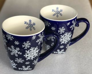 Starbucks Barista Snowflakes Blue 2001 Coffee Mug Tea Cup Large 16 Ounce Holiday