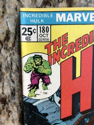 Incredible Hulk 180 Marvel 1974 1st Wolverine Cameo,  Possibly 7.  0 - 7.  5 (Ungraded) 2