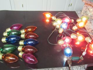 Vintage 10 Foot Christmas Light String Of 5 Inch Bulbs Plus 10 More 5 Inch Bulbs
