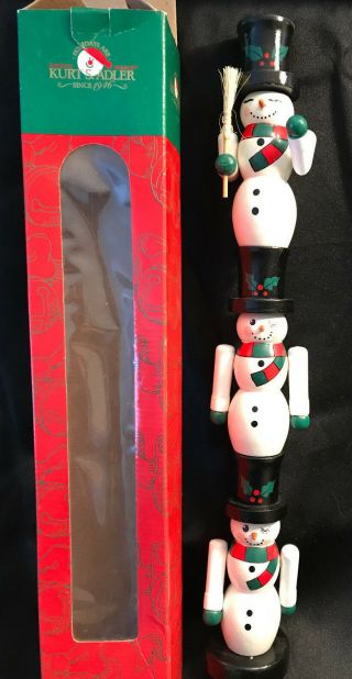 Kurt S Adler 3 Snowman Wooden Totem Christmas Holiday Decoration Snowmen