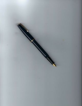 Vintage Everlast Deep Blue Penguin Bulb Ftn Pen W/new Fine Nib & Full Length Sac
