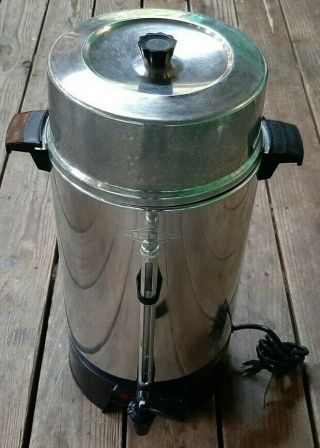 Vintage West Bend 100 Cup Coffee Maker 1500w Polished Aluminium Percolator 33600