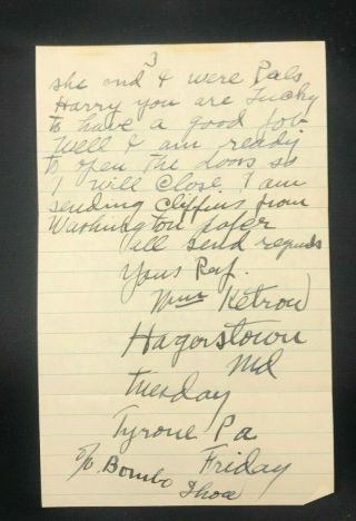 1938 Handwritten Letter from a Circus Band Leader Talking About Circus News 3