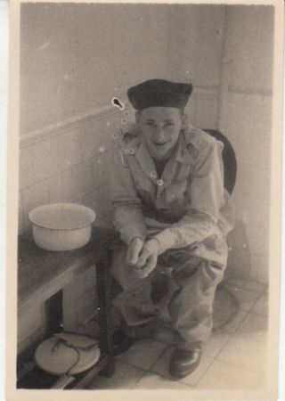Wwii Snapshot Photo Us Army Gi Sitting On Toilet Pot Latrine 30