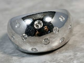 Vintage 14k White Gold Solid.  50ctw Diamond Dome Ring
