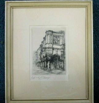 Signed Etching By Listed Artist Edward J Cherry (1886 - 1960) Estate Pc.