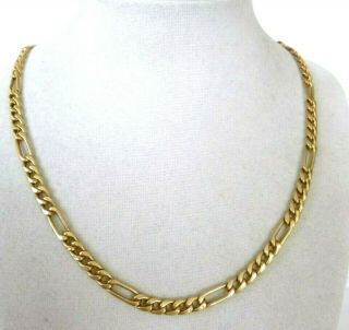 Vintage 18k Yellow Gold Figaro Link Necklace 13.  9 Grams Signed 