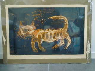 Arthur Secunda Listed Artist “prowling Pussycat” 17” X 25” Lithograph 133/260