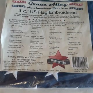 American Flag: 100 Made In Usa Certified By Grace Alley.  3x5 Ft