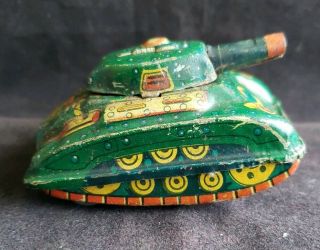 Vintage Suzuki Japan Tin Litho Military Army Tank Friction Toy