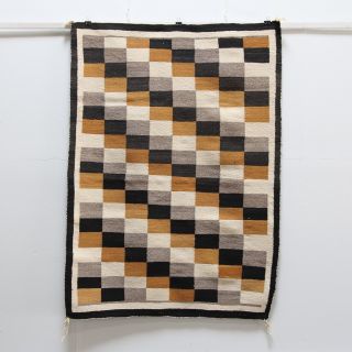 Vintage Authentic Navajo Rug 61  X 43.  5  Checked Pattern
