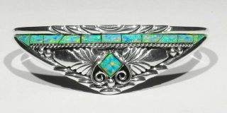 Vintage Signed Navajo 925 Silver Gorgeous Colorful Opal Inlay Bracelet 6 " - 6.  5 "